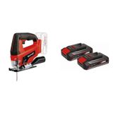 Kit Serra Tico Tico Einhell Tc-js 18 Li Solo Com Kit Bateria Power X-change 2 Unidades 18v 2,5ah Preto