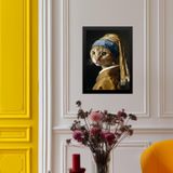 Quadro Decorativo A Gata Do Brinco De Pérola 33x24cm - Vidro