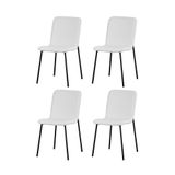 Kit 4 Cadeiras Celeste Rivatti 43 Cm (largura) Em Bouclé Off White E Base Em Aço Preto Pintada À Pó