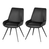 Kit 2 Cadeiras Giratórias Aline Rivatti 52 Cm (largura) Estofado Em Pu Preto E Base Em Aço