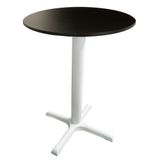 Mesa Ômega Ferro Branco 74 Cm (alt) Base Em X Tampo Mdp Redondo Preto 70 Cm (larg) X 2,50 Cm (alt)