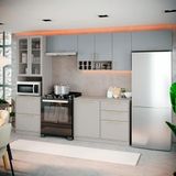 Cozinha Completa Itatiaia Essence 350cm Com Vidro Em Madeira Fendi/gris
