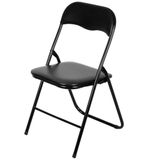 Cadeira Dobrável Lena Or Design Assento Encosto Acolchoados Revestidos Pu Preto Estrutura Aço Preto