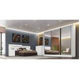 Guarda Roupa Casal Com Espelho 3 Portas De Correr 6 Gavetas - Diamond - Móveis Novo Horizonte