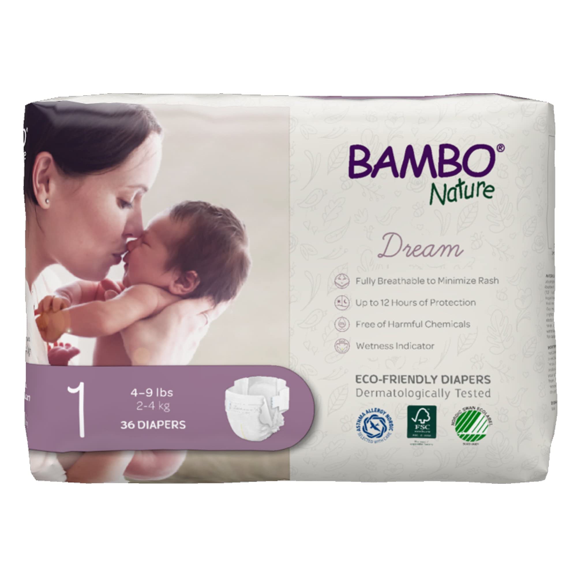 Fraldas Bambo Nature Dream Hipoalergênicas Tamanho 1 (108 Unidades)