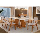 Sala De Jantar Com Vidro Madeira Maciça 6 Cadeiras 2,0x1,0m - Obisidiana - Harmonia Salas