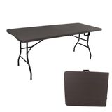 Mesa Dobrável Portátil 1,80 Que Vira Maleta Para Camping Praia Leve Plástico Com Textura De Madeira Marrom