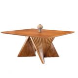 Mesa De Jantar Quadrada Madeira Maciça Com Base Torcida 1,40x1,40m - Topázio - Harmonia Salas