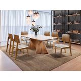 Sala De Jantar Moderna Madeira Maciça 6 Cadeiras 1,60x0,90m - Opala - Harmonia Salas