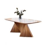 Mesa De Jantar Madeira Maciça Com Base Torcida 1,60x0,90m - Opala - Harmonia Salas