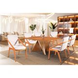 Sala De Jantar Quadrada Madeira Maciça 6 Cadeiras 1,30x1,30m - Topázio - Harmonia Salas