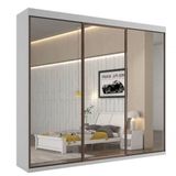 Guarda-roupa 3 Portas Espelhadas Mdf 6 Gavetas - Bergamo-branco - Bianchi Móveis