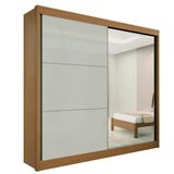 Guarda Roupa Casal Com Espelho 2 Portas 6 Gavetas - Titanium-cinamomo-off White - Móveis D&#39;doro