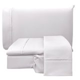 Jogo De Cama Lençol Casal Conforto Percal 300 Fios 4 Peças - Branco - 100% Poliéster