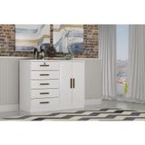 Cômoda Para Quarto Com Sapateira 5 Gavetas - Seul-branco - Móveis Novo Horizonte