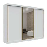 Guarda Roupa Casal Com Espelho 3 Portas 6 Gavetas - São Paulo-branco - Leifer Móveis