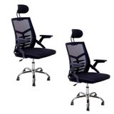 Kit 2 Cadeiras Escritório Executiva Diretor Relax Ergonômica Com Apoio De Cabeça