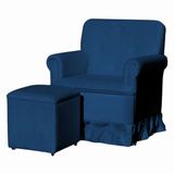Poltrona Balanço De Amamentação Quarto Com Puff Olivia Suede