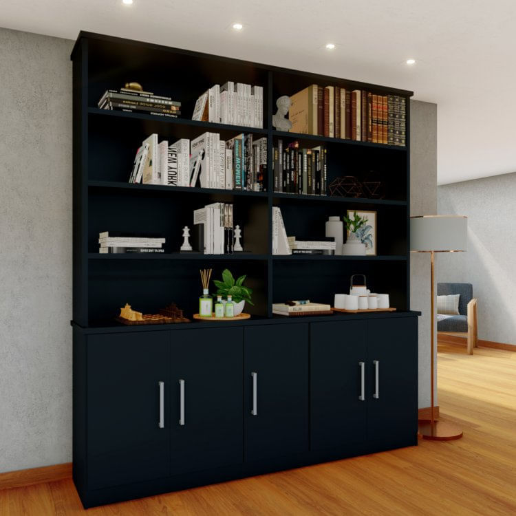 Estante de Livros 5 Portas 8 Prateleiras Foscarini Preto