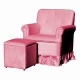 Poltrona Balanço De Amamentação Quarto Com Puff Olivia Suede