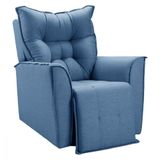 Poltrona Reclinavel Do Papai Para Sala King Tecido Linho Azul