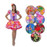 Vestido Festa Junina Rodado Caipira Adulto Anita Caipirinha São João Arraiá Quadrilha Quermesse