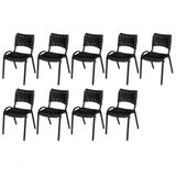 Cadeira Iso Base Preto Igreja, Escola, Escritório - Preto Kit 9 Peças