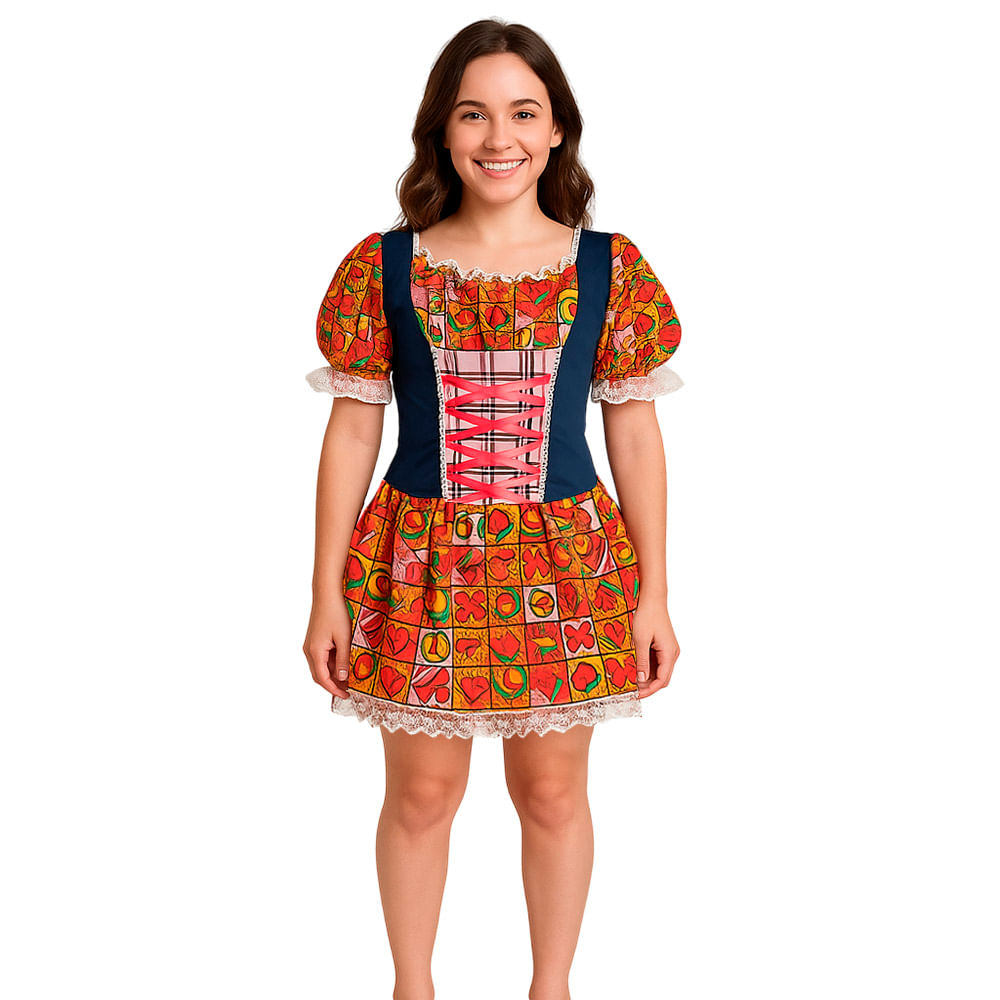 Vestido Festa Junina Rodado Caipira Adulto Anita Caipirinha São