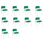 Kit 10 Cadeiras Infantil Iso, Escola, Base Branco-verde Escuro