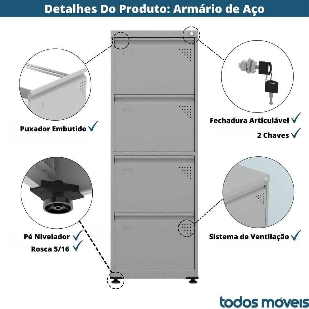 Armário De Arquivo De Aço Pandin 4 Gavetas Gavetas Laranja Picasso