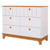 Comoda Biscoito Quarto Infantil Com 6 Gavetas Branco Acetinado/nature