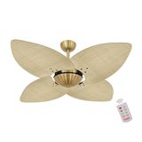 Ventilador De Teto Dormamu Dourado Office 4 Pás Palmae Natural 110v Com Controle