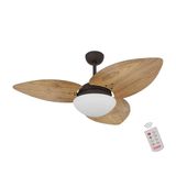 Ventilador De Teto Dormamu Marrom Texturizado 3 Pás Rádica Freijó 110v Com Controle