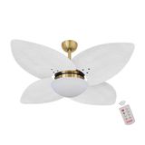 Ventilador De Teto Dormamu Dourado 4 Pás Palmae Branco 110v Com Controle