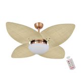 Ventilador De Teto Dormamu Cobre 4 Pés Palmae Natural 110v Com Controle
