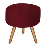 Puff Decorativo Bali Aconchego Em Suede E Pés Palito Madeira Bordô