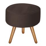 Puff Decorativo Bali Aconchego Em Suede E Pés Palito Madeira Marrom