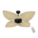 Ventilador De Teto Dormamu Nero Office 4 Pás Palmae Natural 110v Com Controle