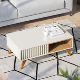 Mesa De Centro Lujan Off White / Freijó