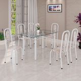 Conjunto Sala De Jantar Com 6 Cadeiras Lívia Bege / Branco