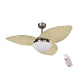 Ventilador De Teto Dormamu Bronze 3 Pás Palmae Natural 110v Com Controle