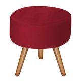 Puff Decorativo Bali Aconchego Em Suede E Pés Palito Madeira Vermelho