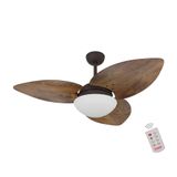 Ventilador De Teto Dormamu Marrom Texturizado 3 Pás Rádica Imbuia 110v Com Controle