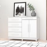 Cômoda Sapateira Orion Branco 5 Gavetas 2 Portas