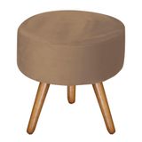 Puff Decorativo Bali Aconchego Em Suede E Pés Palito Madeira Bege