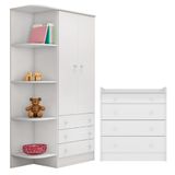 Cômoda E Roupeiro Com 2 Portas Montreal Branco Branco