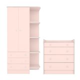 Cômoda E Roupeiro Com 2 Portas Montreal Rosa Acetinado