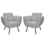 Kit De 2 Poltronas Jolly Cadeira Decorativa Em Tecido Boucle Cinza Escuro