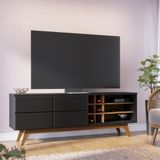 Rack Para Ate 70 Polegadas Isabel Preto Fosco Noce Milano