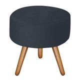 Puff Decorativo Bali Aconchego Em Suede E Pés Palito Madeira Azul Marinho